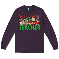Plum santa's favorite teacher Long Sleeve Tee - MaliasSmallBusiness