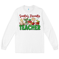 White santa's favorite teacher Long Sleeve Tee - MaliasSmallBusiness