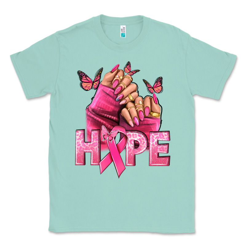 Hope Breast Cancer Caucasian Hand Nails Classic Tee by NancyCooperArtShop | Teevron