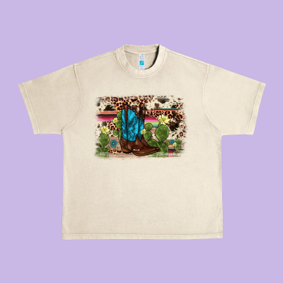 Cactus Boot Background Urban Heavy Tee Designed By Adodesignshop