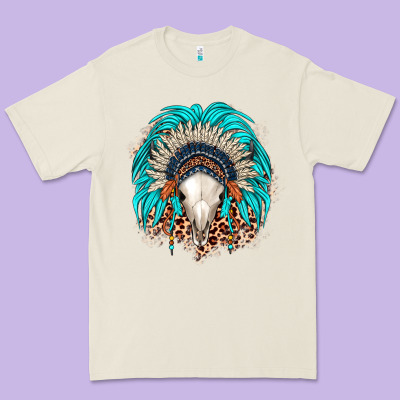 Bull Skull Indian Headdress Premium Tee Designed By Jahusdesignshop
