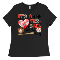 Black it's a tee ball kinda day Ladies Tee - JahusDesignShop