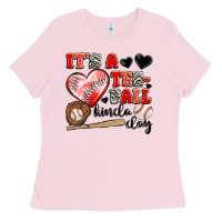 Bubblegum Pink it's a tee ball kinda day Ladies Tee - JahusDesignShop