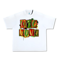White one love juneteenth Urban Heavy Tee - MaliasSmallBusiness