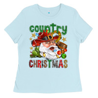 Baby Blue Country Christmas Ladies Tee - BundleAndBundleShop