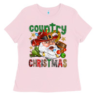 Bubblegum Pink Country Christmas Ladies Tee - BundleAndBundleShop