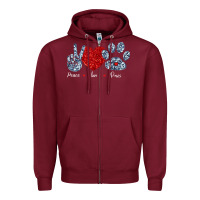 Burgundy Peace Love Paws Zipper Hoodie - Bettercallsaul