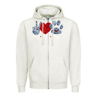 Oatmeal Heather Peace Love Paws Zipper Hoodie - Bettercallsaul