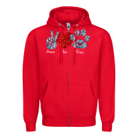 Red Peace Love Paws Zipper Hoodie - Bettercallsaul