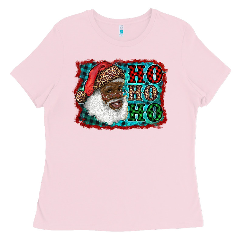 African American Santa Ho Ho Ho Ladies Tee by RanaPortraitStore | Teevron