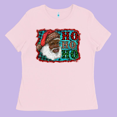 African American Santa Ho Ho Ho Ladies Tee Designed By Ranaportraitstore