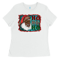 White african american santa ho ho ho Ladies Tee - RanaPortraitStore