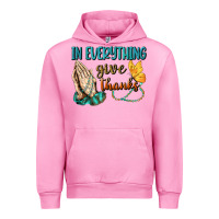 Fuchsia Pink İn Everything Give Thanks Urban Hoodie - BundleAndBundleShop