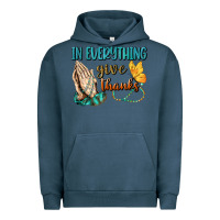 Pigment Midnight Navy İn Everything Give Thanks Urban Hoodie - BundleAndBundleShop