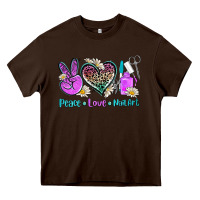 Chocolate Brown peace love nail art Heavy Core Tee - AdoDesignShop