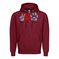 Burgundy Peace Love Paws Zipper Hoodie - Bettercallsaul
