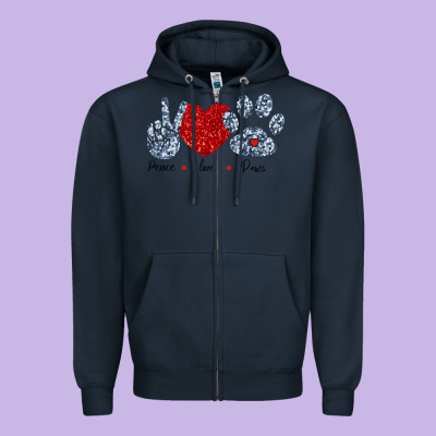 Peace Love Paws Zipper Hoodie Designed By Bettercallsaul