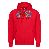 Red Peace Love Paws Zipper Hoodie - Bettercallsaul