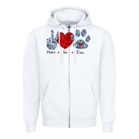 White Peace Love Paws Zipper Hoodie - Bettercallsaul