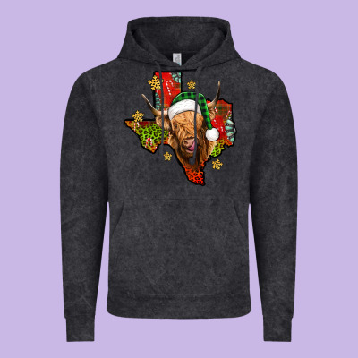 Christmas Texas Highland Cow Vintage Hoodie Designed By Jasminsmagicworld