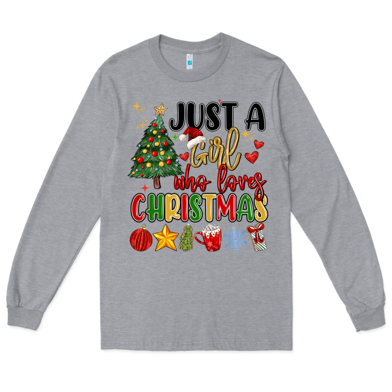 Just A Girl Who Loves Christmas Long Sleeve Tee by MaliasSmallBusiness | Teevron