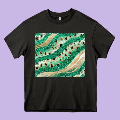Green Glitter Heavy Core Tee Designed By Jahusdesignshop