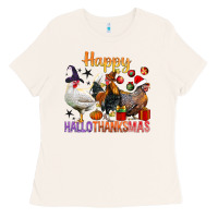 Bone Happy Hallothanksmas Chick Ladies Tee - BundleAndBundleShop
