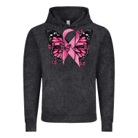 Vintage Black breast cancer ribbon  butterfly Vintage Hoodie - MaliasSmallBusiness