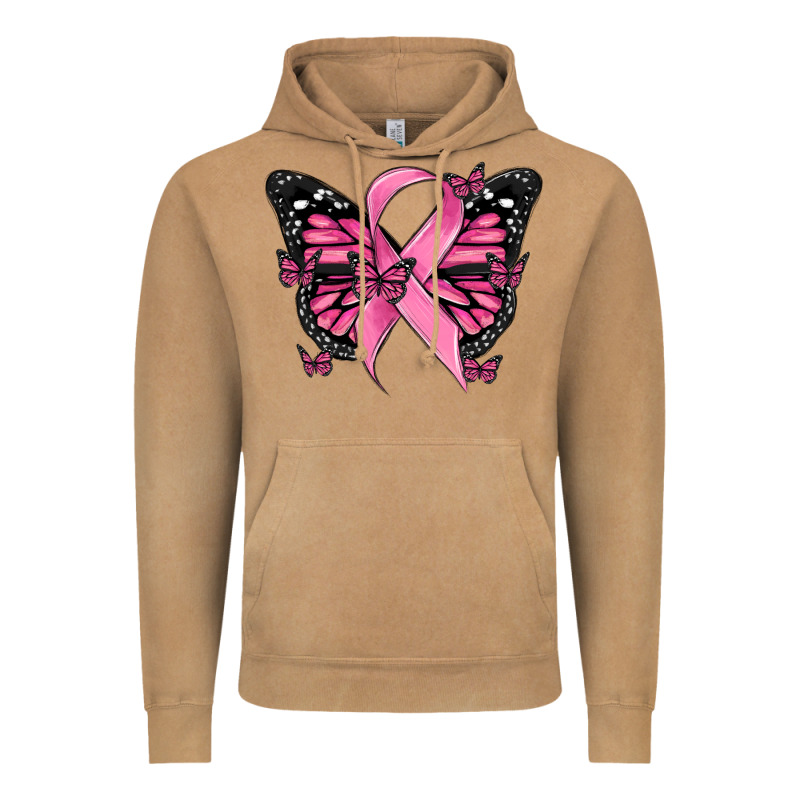 Breast Cancer Ribbon  Butterfly Vintage Hoodie by MaliasSmallBusiness | Teevron