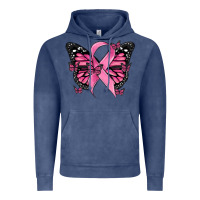Vintage Denim breast cancer ribbon  butterfly Vintage Hoodie - MaliasSmallBusiness