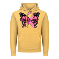 Vintage Mustard breast cancer ribbon  butterfly Vintage Hoodie - MaliasSmallBusiness