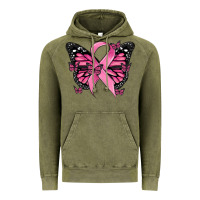 Vintage Olive breast cancer ribbon  butterfly Vintage Hoodie - MaliasSmallBusiness