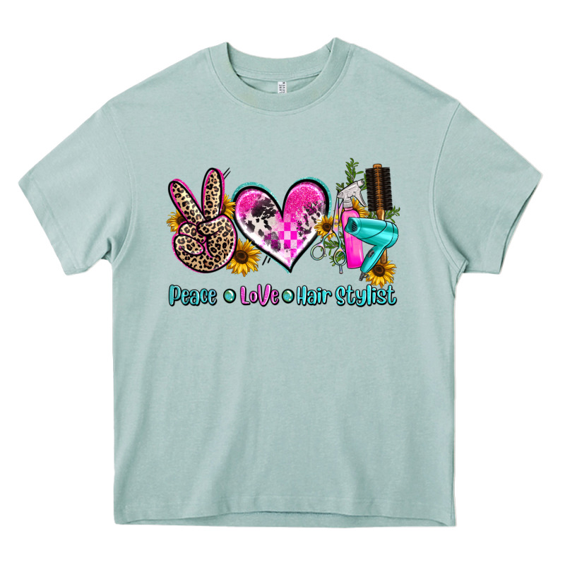Peace Love Hair Stylist Heavy Core Tee by AdoDesignShop | Teevron