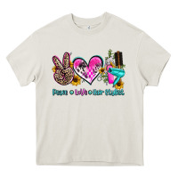 Cream peace love hair stylist Heavy Core Tee - AdoDesignShop
