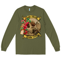 Army Green Sorta merry sorta scary skull Long Sleeve Tee - NancyCooperArtShop