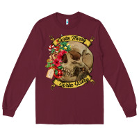 Burgundy Sorta merry sorta scary skull Long Sleeve Tee - NancyCooperArtShop