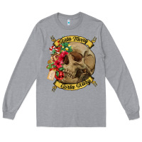 Heather Grey Sorta merry sorta scary skull Long Sleeve Tee - NancyCooperArtShop