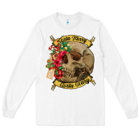 White Sorta merry sorta scary skull Long Sleeve Tee - NancyCooperArtShop