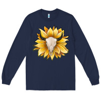 Navy sunflower bull skull Long Sleeve Tee - JahusDesignShop