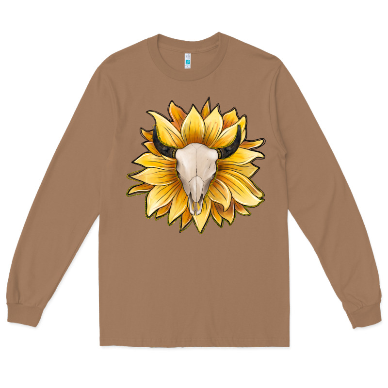 Sunflower Bull Skull Long Sleeve Tee by JahusDesignShop | Teevron