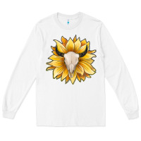 White sunflower bull skull Long Sleeve Tee - JahusDesignShop