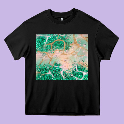 Green Glitter Heavy Core Tee Designed By Jahusdesignshop