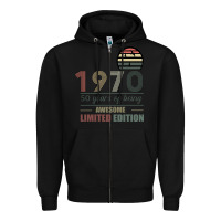 Black Vintage 1970 Limited Edition 50 Years Of Being Awe Zipper Hoodie - Bettercallsaul