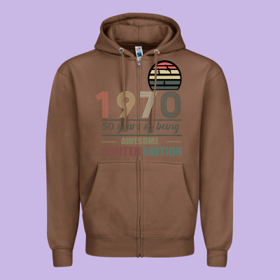 Vintage 1970 Limited Edition 50 Years Of Being Awe Zipper Hoodie Designed By Bettercallsaul