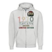 Dove Grey Vintage 1970 Limited Edition 50 Years Of Being Awe Zipper Hoodie - Bettercallsaul