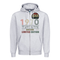 Heather Grey Vintage 1970 Limited Edition 50 Years Of Being Awe Zipper Hoodie - Bettercallsaul