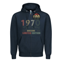 Navy Vintage 1970 Limited Edition 50 Years Of Being Awe Zipper Hoodie - Bettercallsaul