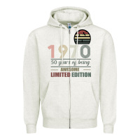 Oatmeal Heather Vintage 1970 Limited Edition 50 Years Of Being Awe Zipper Hoodie - Bettercallsaul