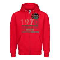 Red Vintage 1970 Limited Edition 50 Years Of Being Awe Zipper Hoodie - Bettercallsaul