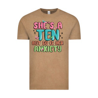 Vintage Coffee she's a ten but so is her anxiety Vintage Tee - MaliasSmallBusiness